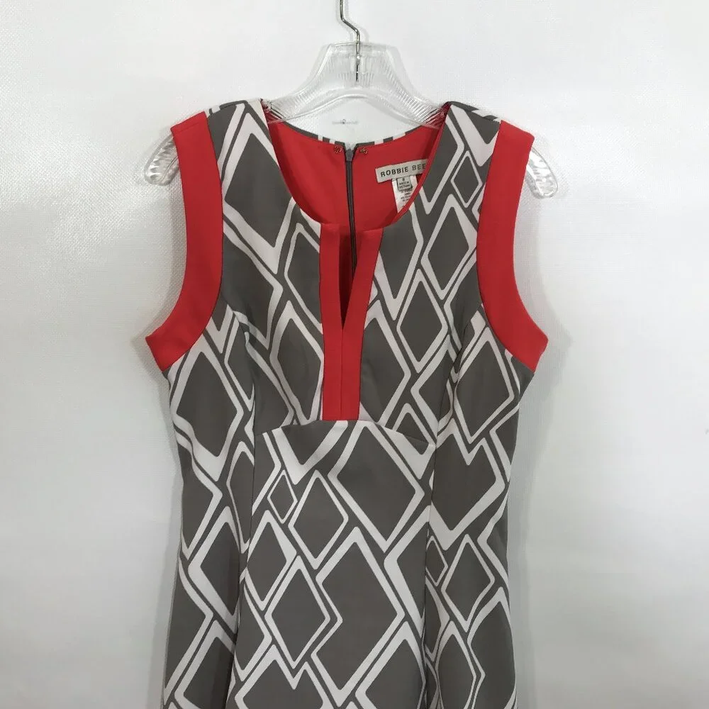 Robbie Bee Shift Dress M Sleeveless V-Neck Midi Dress Size 8 - Picture 3 of 9